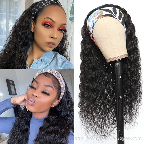 Wholesale Remy Human Hair Headband Wig,Headband Wig Human Hair For Black Women,Water Wave Machine Made Headband Human Hair Wig